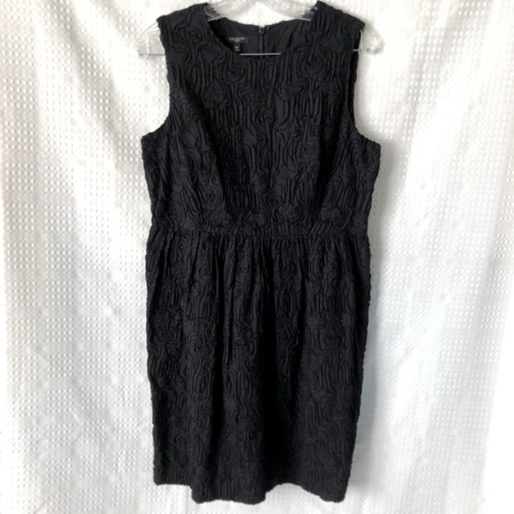 Talbots sheath dress black floral embroidered texture
